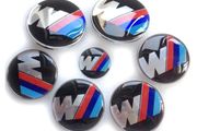 Car Styling BMW Hood Trunk sport M Badge Steering Emblem logo Wheel Center Hub Alloy Caps 7pcs Set 82/82mm