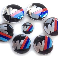 Car Styling BMW Hood Trunk sport M Badge Steering Emblem logo Wheel Center Hub Alloy Caps 7pcs Set 82/82mm