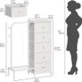 Small 5 Fabric Drawer Dresser with Clothes Rack Chest of Drawers with Hanging Rail Reversible Kids Wardrobe with Clothes Rack, Multifunctional Bedroom or Nursery Organiser (White) Image 2