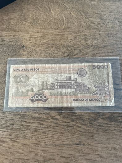 Mexico 5000 Pesos Banknote Ignacio Zaragoza Banco de Mexico Vintage Currency