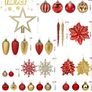 106pcs Christmas Baubles Ornaments for Christmas Tree Decorations Shatterproof Plastic Decorative Baubles Set for Festival/Holiday/Wedding Party Decoration with Hooks Included,Red & Gold Image 2