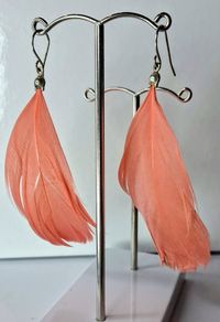 Boho Indie Burnt Orange Feather Earrings