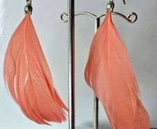 Boho Indie Burnt Orange Feather Earrings
