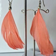 Boho Indie Burnt Orange Feather Earrings