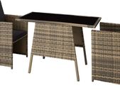 _Folding Polyrattan Set for 2 People 2 Chairs and 1 Table with Glass Top