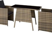 _Folding Polyrattan Set for 2 People 2 Chairs and 1 Table with Glass Top