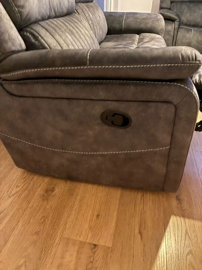 X2 2 seater grey suede recliner couch
