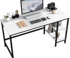 Computer Desk, Office Work Desk with 2 Shelves, Laptop Table for student and worker, Study Table, Writing Desk for Bedroom, Home, Office, Large Rustic Desk,140 x 60 x 75 cm (FREE POSTAGE)