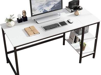 Computer Desk, Office Work Desk with 2 Shelves, Laptop Table for student and worker, Study Table, Writing Desk for Bedroom, Home, Office, Large Rustic Desk,140 x 60 x 75 cm (FREE POSTAGE)