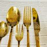 New Gold cutleru 5 pc x 10 sets Dining knife Fork Spoon Dessert spoon Salad fork Image 7