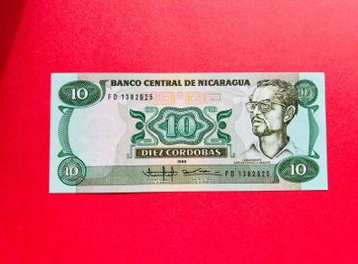Nicaragua  10  Cordobas  1985  Pick 151  ( Uncirculated )