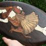 Vintage Indian Hard Wood & Bone Wall Plaque 11" X 6" Image 7