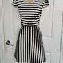 Atmosphere SIZE 10 black  & White Striped Short Sleeved Skater Dress Image 2