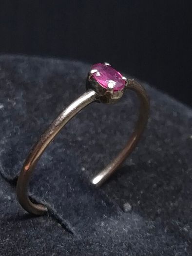Antique Professionally Tested 14ct Gold Pink Gemstone Ring Size 52.5
