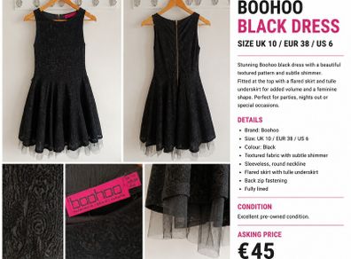 Boohoo Black Textured Fit & Flare Dress