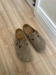 Birkenstock Boston grey suede clogs