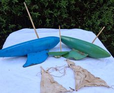 3 X Mid Century Wooden Pond Yachts