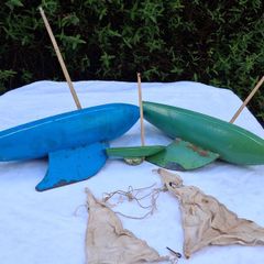 3 X Mid Century Wooden Pond Yachts