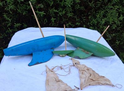 3 X Mid Century Wooden Pond Yachts