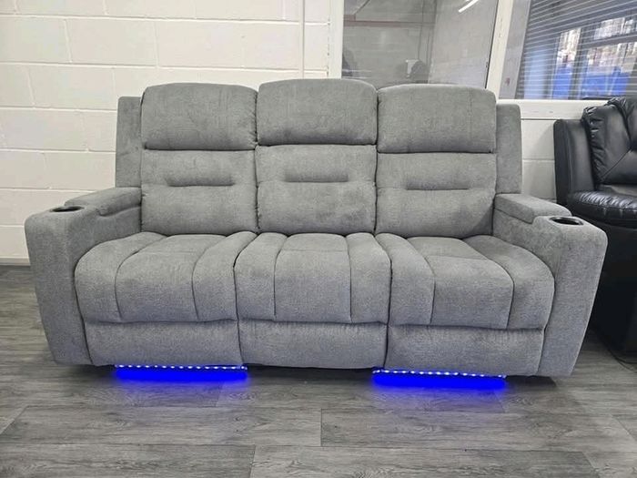 3+2 Titan Plus Grey Fabric Recliner Sofa Set