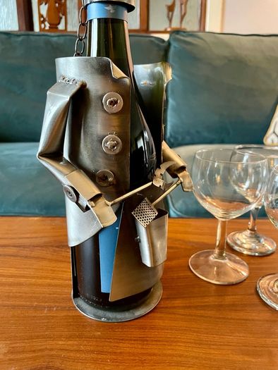Barbeque Chef Quirky Metal Wine Bottle Holder