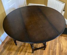 Folding Round Dining Table in Solid Dark Oak