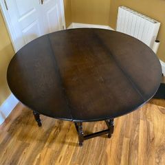 Folding Round Dining Table in Solid Dark Oak