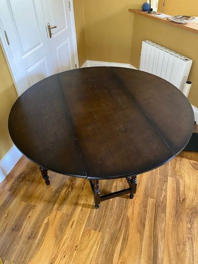 Folding Round Dining Table in Solid Dark Oak