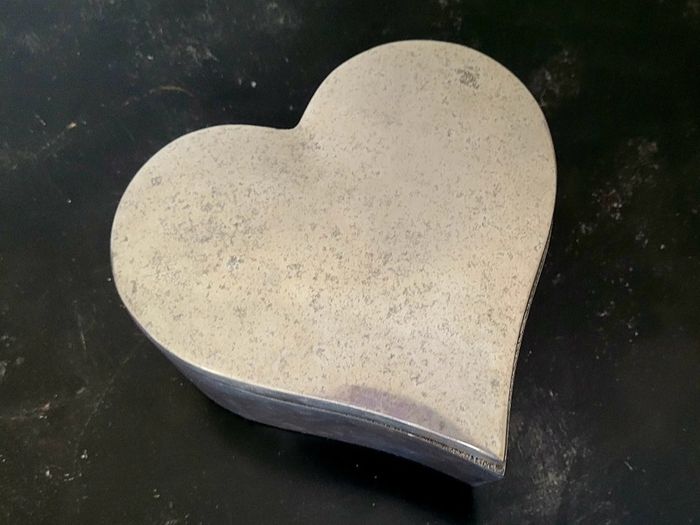 Vintage chrome heart trinket dish