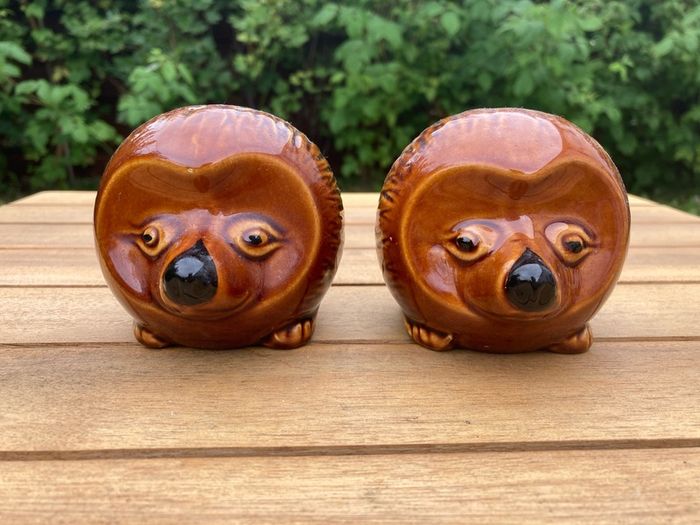 RARE Vintage P.K. Price & Kensington Pottery Salt and Pepper Shakers, Hedgehogs