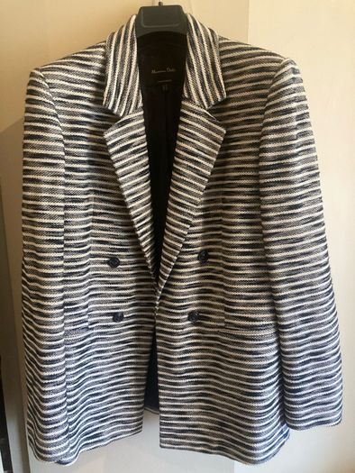 Stylish striped navy white blazer Massimo Dutti 12