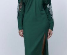 Postage Included ZARA BRAND NEW green maxi dress with embroidered sleeveless size M