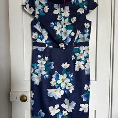 BNWT Precis Petite blue floral shift sheath dress UK12
