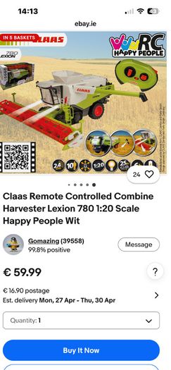 KLAAS remote control Combine Harvester