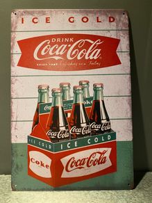 Coca Cola 6 pack Tin Metal sign