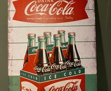 Coca Cola 6 pack Tin Metal sign