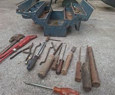 Old Vintage Cantilever Toolbox and Tools