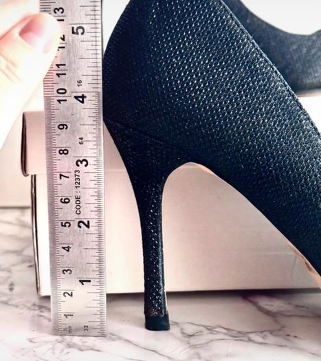 Sparkly Black Stiletto Heels - Size UK 5 (Atmosphere)