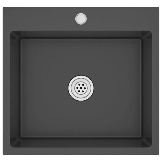 Handmade Kitchen Sink with Faucet Hole Black Stainless Steel