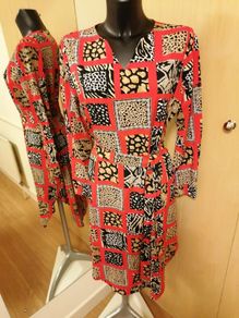 Women's Dress Red Leopard Tile Print 14