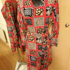 Women's Dress Red Leopard Tile Print 14