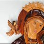 Vintage Handcrafted Wood Intarsia Wall Plaque | Madonna & Child Religious Art Icon Image 2
