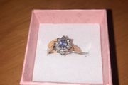9C Yellow Gold Diamond &amp; Aquamarine Ring
