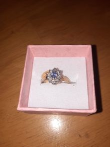 9C Yellow Gold Diamond & Aquamarine Ring