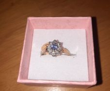 9C Yellow Gold Diamond & Aquamarine Ring