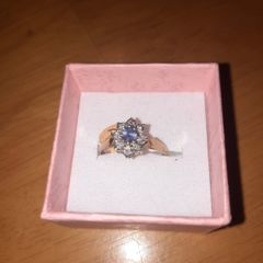 9C Yellow Gold Diamond & Aquamarine Ring