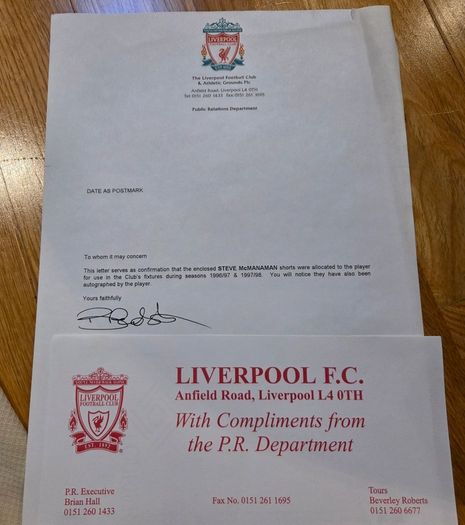 Liverpool player issued signed shorts