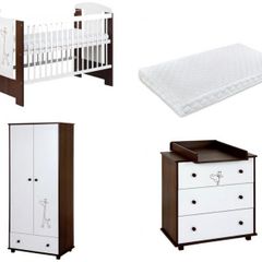 Furniture set- toddlers bed, cot bed, chest of drawers, changing table, wardrobe, tall shelf, wall shelf.