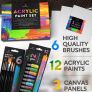 Acrylic Paint Set for Kids, Artists and Adults - 12 Vibrant Colors, 6 Brushes and 3 Paint Canvases Image 3