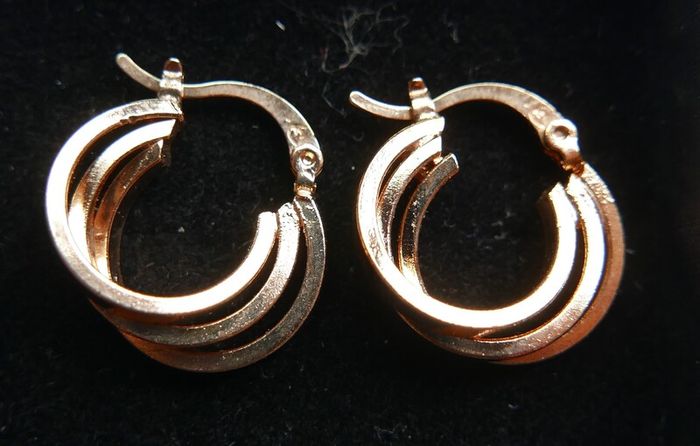 Vintage Gold Plated Triple Hoop Earrings